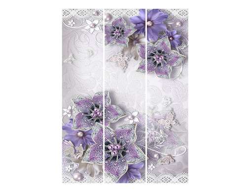 Ширма - Фиолетовые цветы на белом фоне, 7