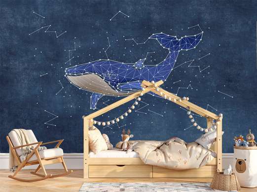 Nursery Wall Mural - Blue whale and constellations
