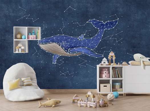 Nursery Wall Mural - Blue whale and constellations