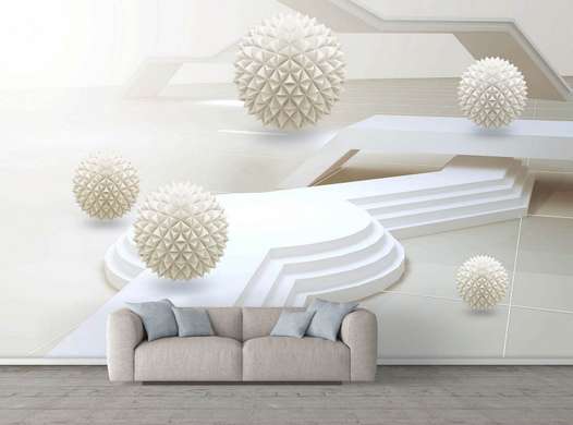 3D Wallpaper - Balls in space with steps