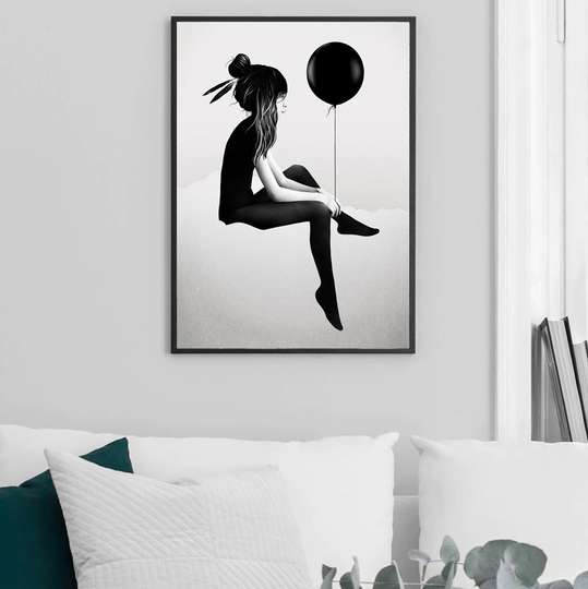 Framed Painting - Girl with a balloon, 50 x 75 см
