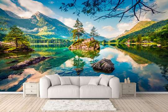 Wall Mural - Mountain landscape at sunset.