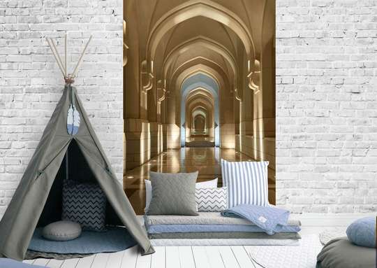 Wall Mural - Beige corridor with arches