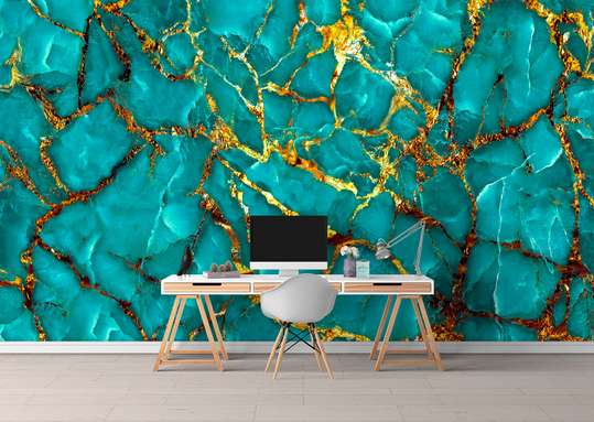 Wall Mural - Berquoise-golden marble