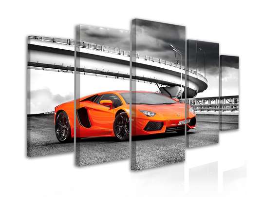 Modular picture, Orange Lamborghini, 108 х 60