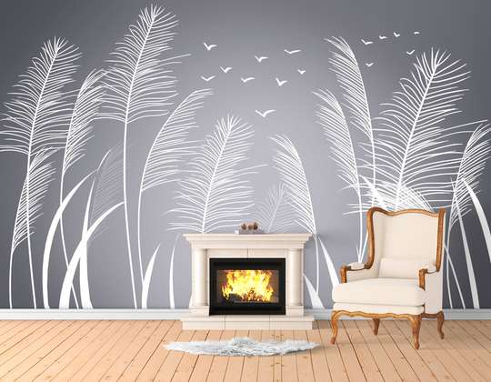 Wall Mural - Birds flying over the field