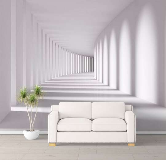 3Д Фотообои - Белый тоннель с подсветкой