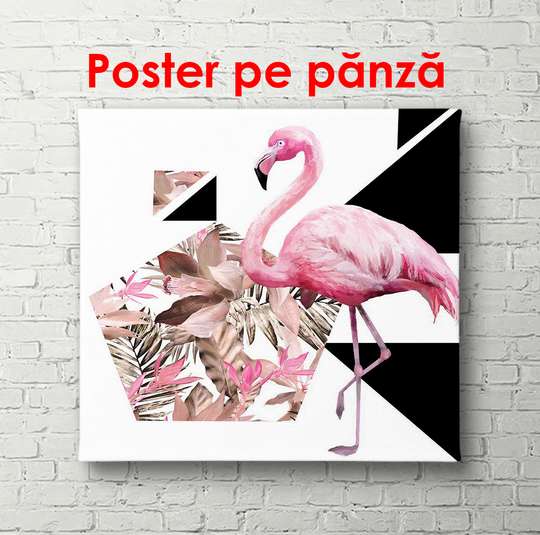 Постер - Розовый фламинго, 100 x 100 см, Постер в раме