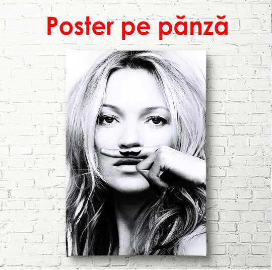 Poster, Portretul lui Kate Moss, alb-negru., 60 x 90 см, Poster înrămat