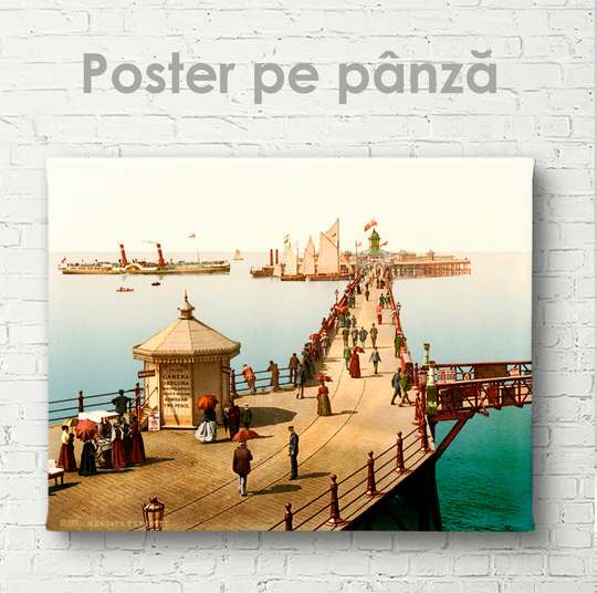 Poster - Walk along the pier, 45 x 30 см, Canvas on frame, Art
