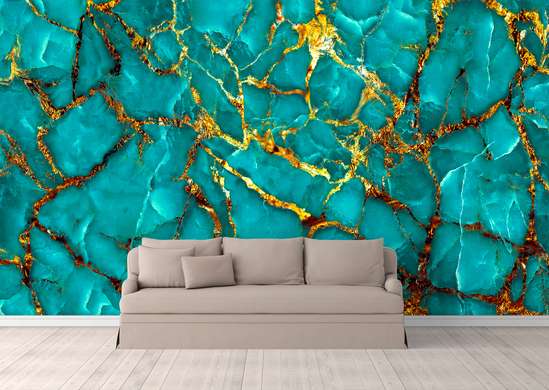 Wall Mural - Berquoise-golden marble