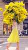 Poster - The girl in a yellow dress with a bouquet of flowers, 30 x 60 см, Framed poster, Glamour