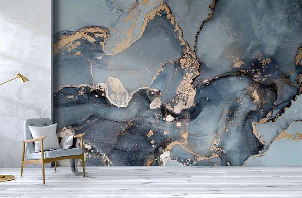 Wall Mural - Blue vibe with golden elements