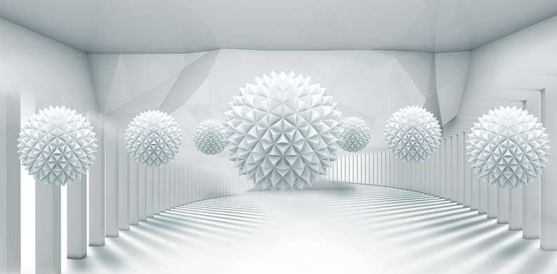 3D Wallpaper - Balls on the background of 3D space