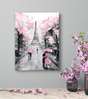 Poster - Paris in black and white with pink, 45 x 90 см, Framed poster on glass, Maps and Cities