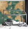 Wall mural in the nursery - World map in retro style with ships and aircraft