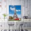 Poster - Autobuz roșu și Turnul Eiffel, 60 x 90 см, Poster inramat pe sticla, Orașe și Hărți