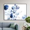 Poster - Blue flowers, 90 x 60 см, Framed poster on glass