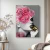 Poster - Lady with pink flowers, 30 x 45 см, Canvas on frame, Glamour