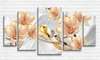 Modular picture, Jewelry in the form of flowers in shades of beige, 108 х 60