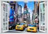 Stickere pentru pereți - Fereastra 3D cu vedere spre New York-ul aglomerat, 70 х 50