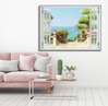 Wall Sticker - 3D window with a view of the stairs leading to the sea, Window imitation