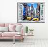 Stickere pentru pereți - Fereastra 3D cu vedere spre New York-ul aglomerat, 130 х 85