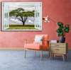Wall Sticker - 3D window with a view of a lonely tree, Window imitation