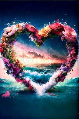 Wall mural - Heart on the ocean background