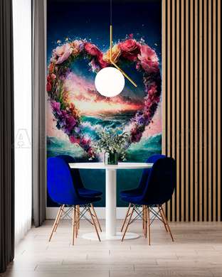 Wall mural - Heart on the ocean background