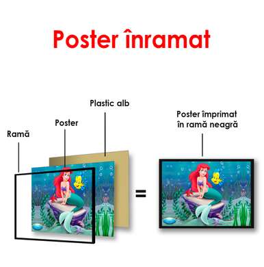 Poster - Little Mermaid on a stone, 90 x 60 см, Framed poster