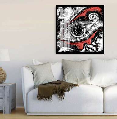 Poster - Abstract eye, 100 x 100 см, Framed poster on glass