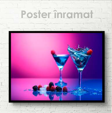 Poster - Cocktails, 90 x 60 см, Framed poster on glass