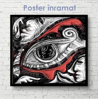 Постер - Абстрактный глаз, 100 x 100 см, Постер на Стекле в раме
