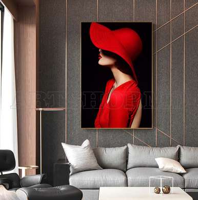 Framed Painting - Girl in a red hat, 50 x 75 см