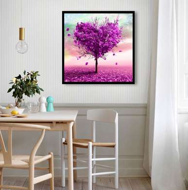 Poster - Beautiful rose tree in the form of a heart, 100 x 100 см, Framed poster, Botanical