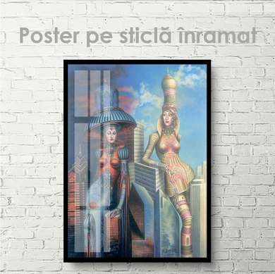 Постер - Девушки, 50 x 75 см, Постер на Стекле в раме, Живопись