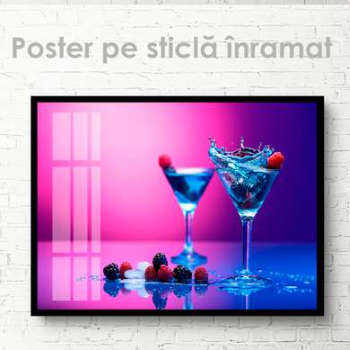 Poster - Cocktails, 90 x 60 см, Framed poster on glass