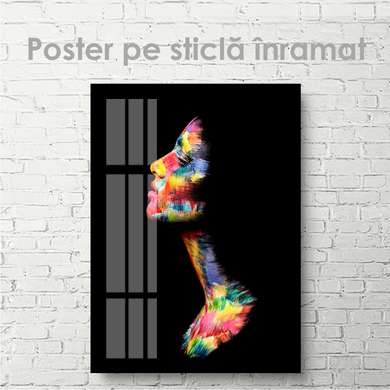 Постер - Портрет абстрактной девушке, 60 x 90 см, Постер на Стекле в раме, Абстракция