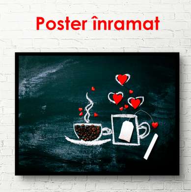 Постер - Кофейно-чайная любовь, 90 x 60 см, Постер в раме, Разные