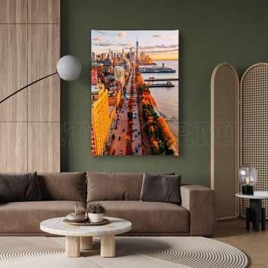 Poster - Autumn Cityscape, 60 x 90 см, Framed poster on glass, Maps and Cities