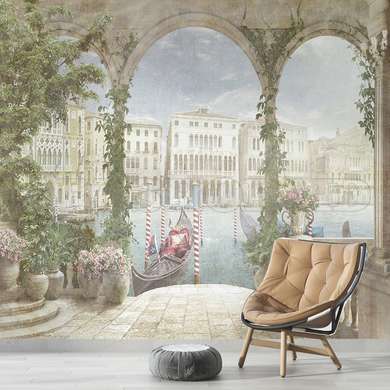 Wall mural - View of the Venetian canal from the arched terrace