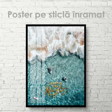 Poster - Surfing de plajă estetic, 60 x 90 см, Poster inramat pe sticla