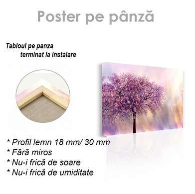 Постер - Copacul cu flori pe un fond abstract, 90 x 60 см, Постер на Стекле в раме, Природа