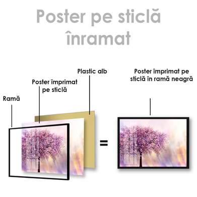 Poster - Цветущее дерево на абстрактном фоне, 90 x 60 см, Poster inramat pe sticla