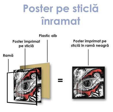 Постер - Абстрактный глаз, 100 x 100 см, Постер на Стекле в раме