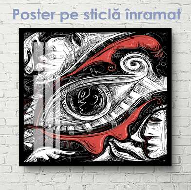 Poster - Ochi abstract, 100 x 100 см, Poster inramat pe sticla