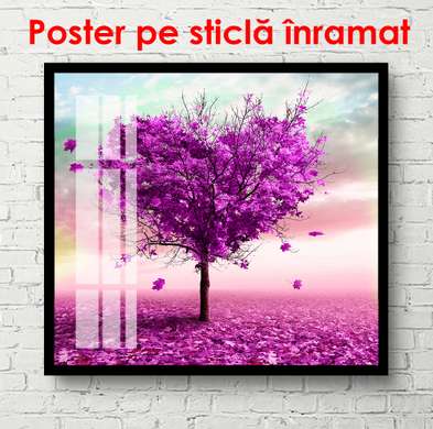 Poster - Beautiful rose tree in the form of a heart, 100 x 100 см, Framed poster, Botanical