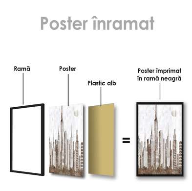 Poster - Oraș în gri, 60 x 90 см, Poster inramat pe sticla