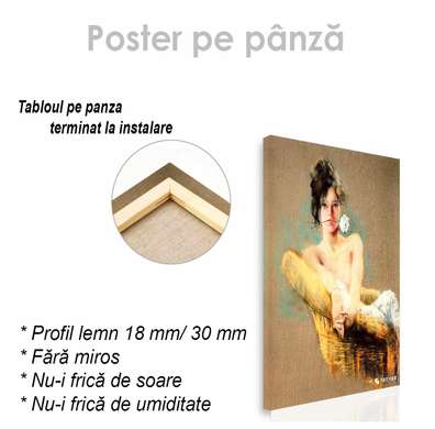 Poster - Fată cu o floare, 30 x 45 см, Panza pe cadru, Pictura